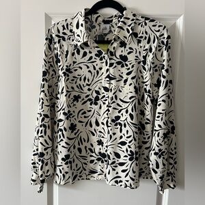 CAbi Black and White Quintessential Blouse